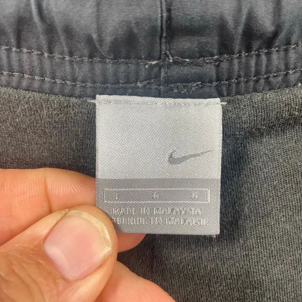 Nike Track Pants Men's Large Black/White Striped Zip Leg Lined Drawstring